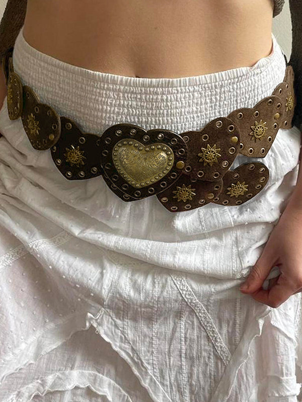 Heart Button Eyelet Adjustable Belt