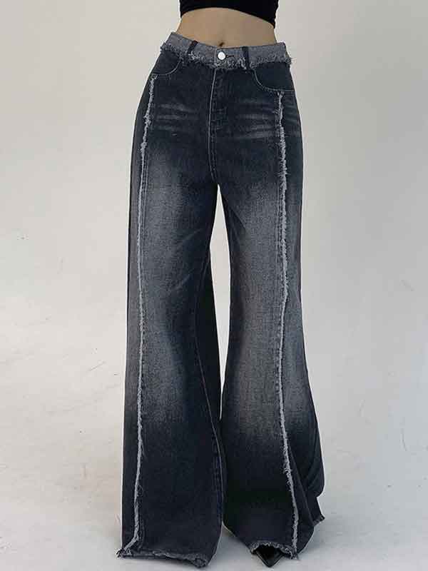 Frayed Trim Wash Gradient Jeans