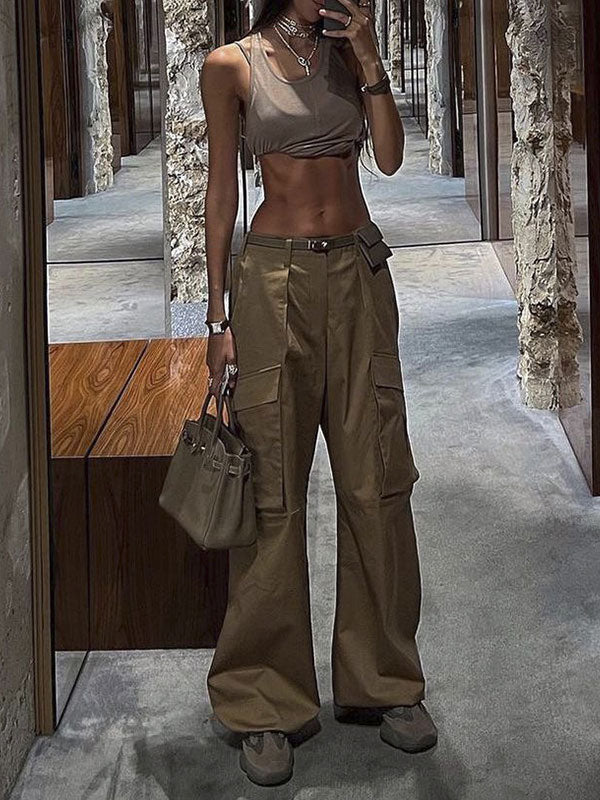 Street Fashion Plain Baggy Cargo Pants