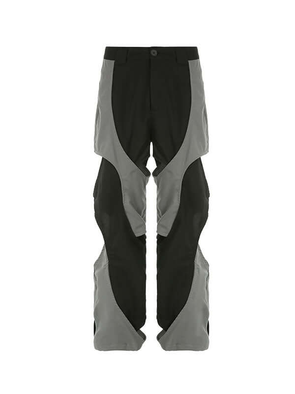 Color Block Cutout Hip Hop Pants-Ykiiy