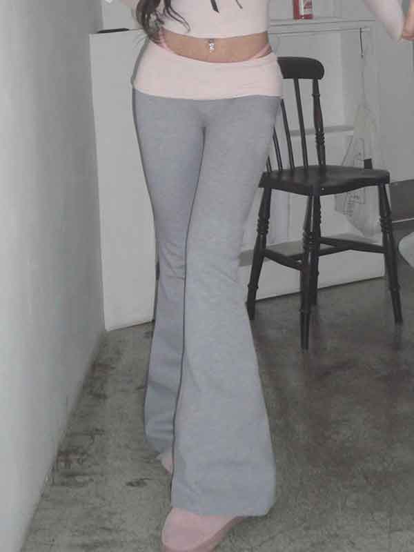 Casual Color Block Flared Pants