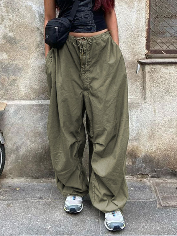 Cozy Low Waist Parachute Cargo Pants