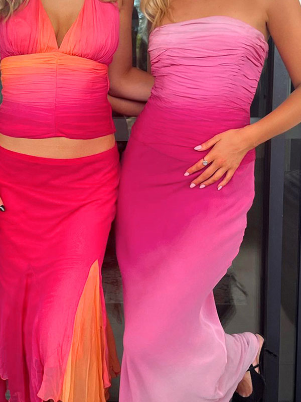 Strapless Gradient Chic Mermaid Maxi Dress