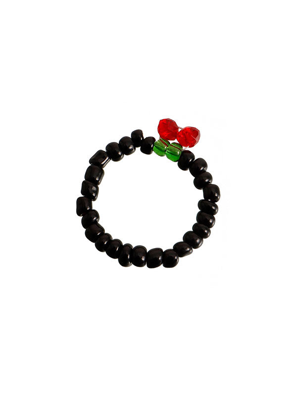 Design Colorful Red Cherry Beaded Ring