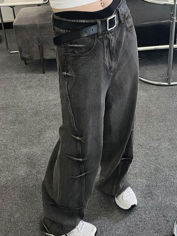 Light Wash Zipper Button Denim Pants