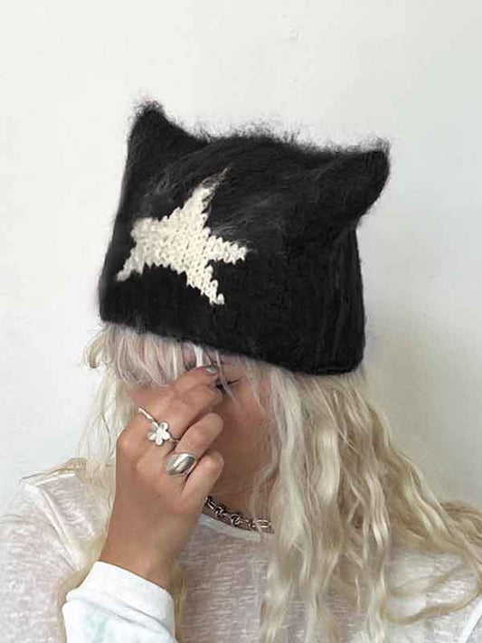 Star Color Block Cute Knitted Hat