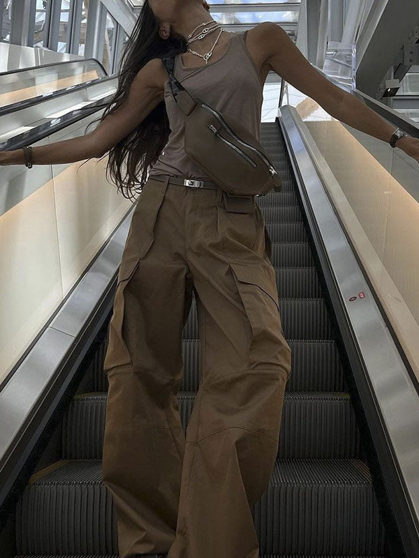 Street Fashion Plain Baggy Cargo Pants