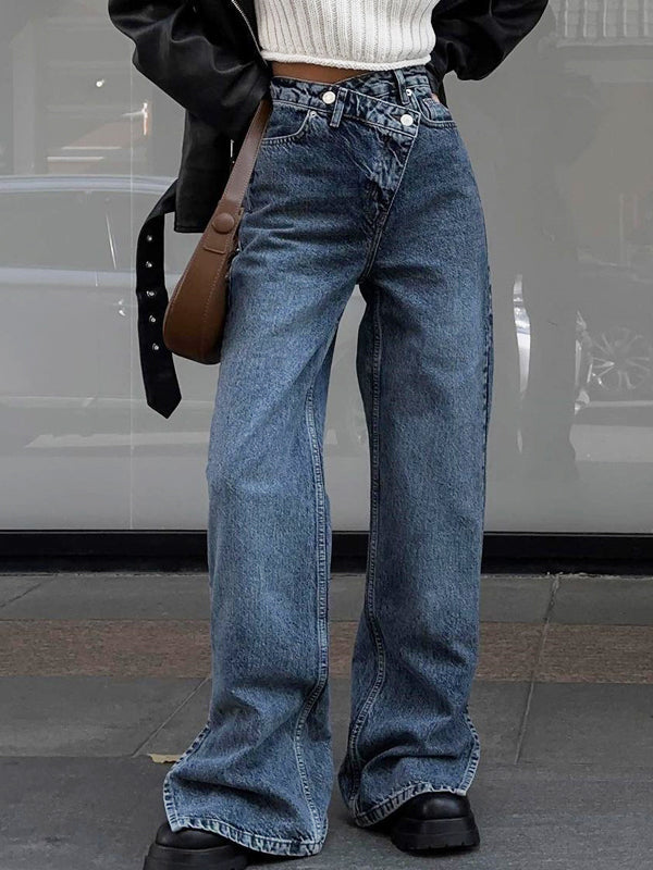 Vintage Light Wash Slit Wide Leg Jeans