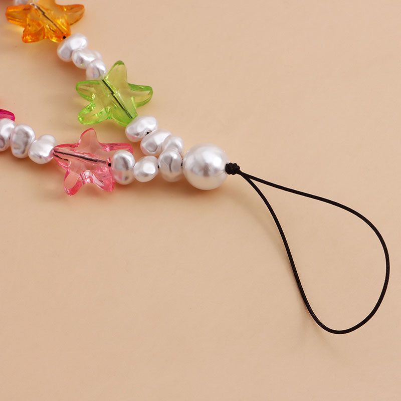 Colorful Beaded Starfish Faux Pearl Phone Chain