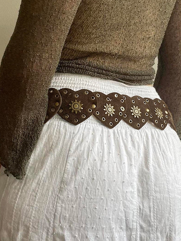 Heart Button Eyelet Adjustable Belt