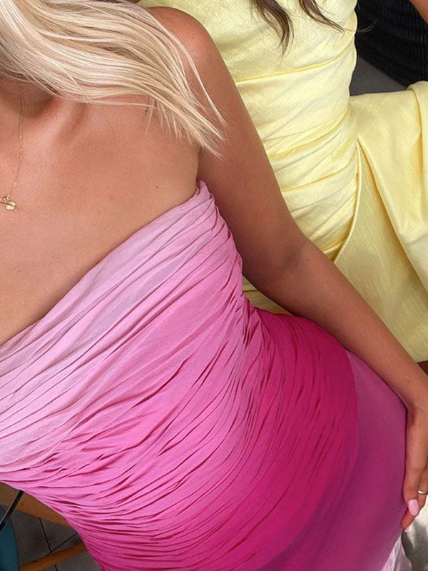 Strapless Gradient Chic Mermaid Maxi Dress