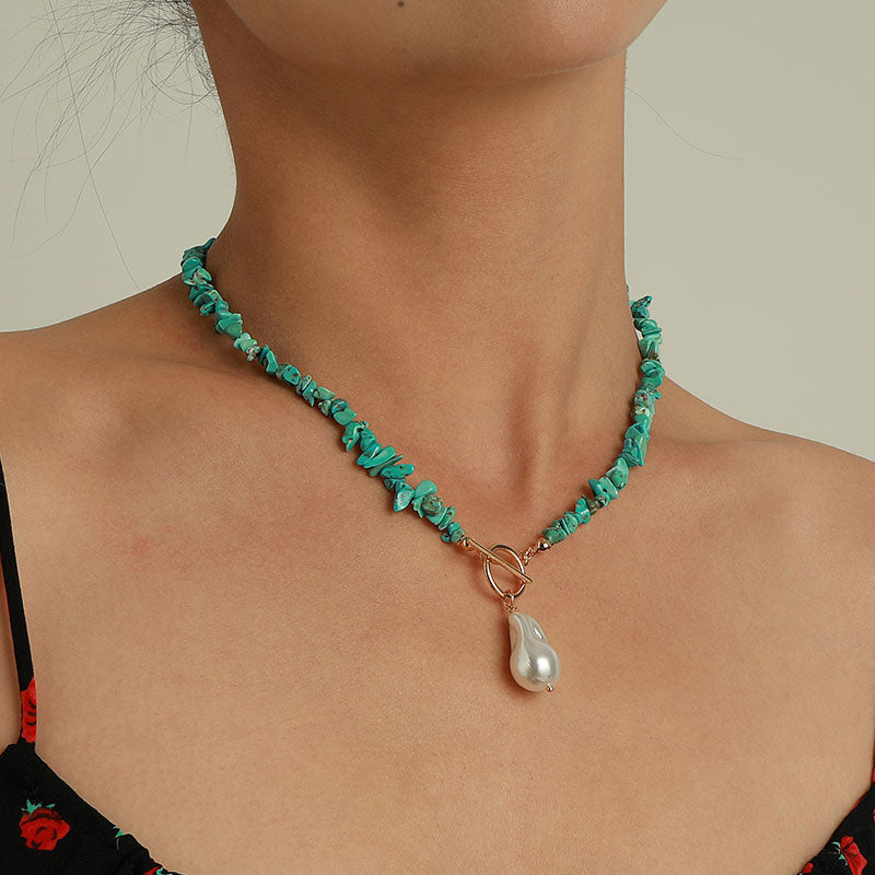 Simple Turquoise Shaped Pearl Necklace