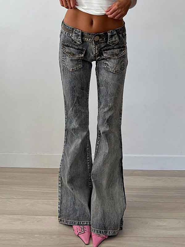 Vintage Low Rise Patch Pocket Jeans