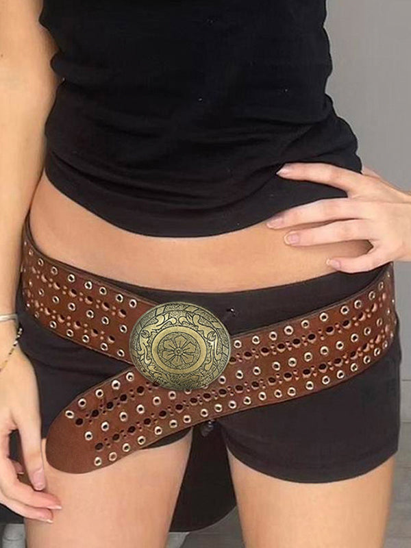 Vintage Metal Round Buckle Belt