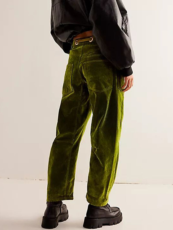 Solid Drawstring Elastic Waist Pants