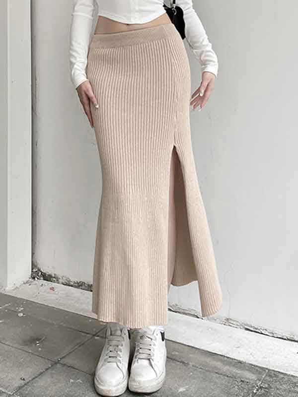 Cozy Side Slit Elastic Waist Mermaid Skirt