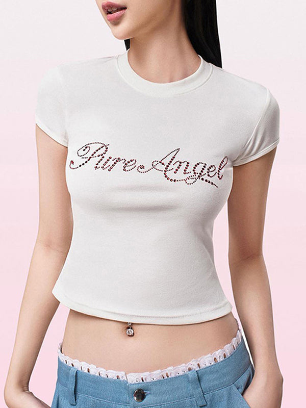 Round Neck Exposed Navel T-Shirt