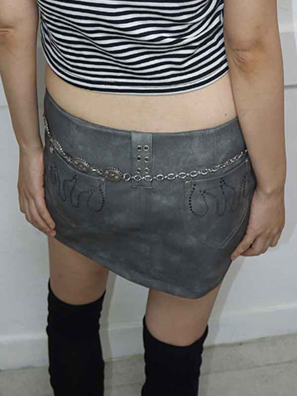 Vintage PU Zipper Bodycon Skirt