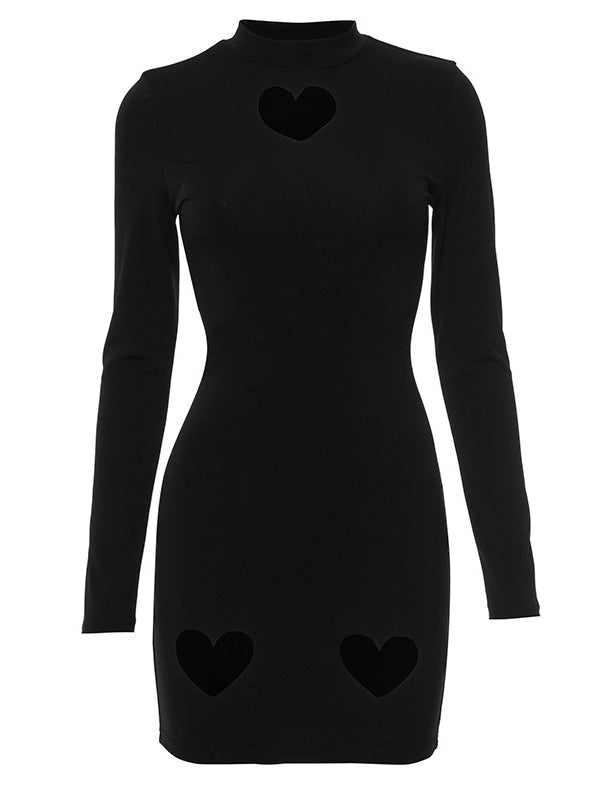 High Neck Cutout Heart Mini Dress