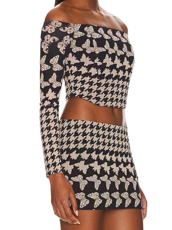 Butterfly Off Shoulder Design Two Piece Set