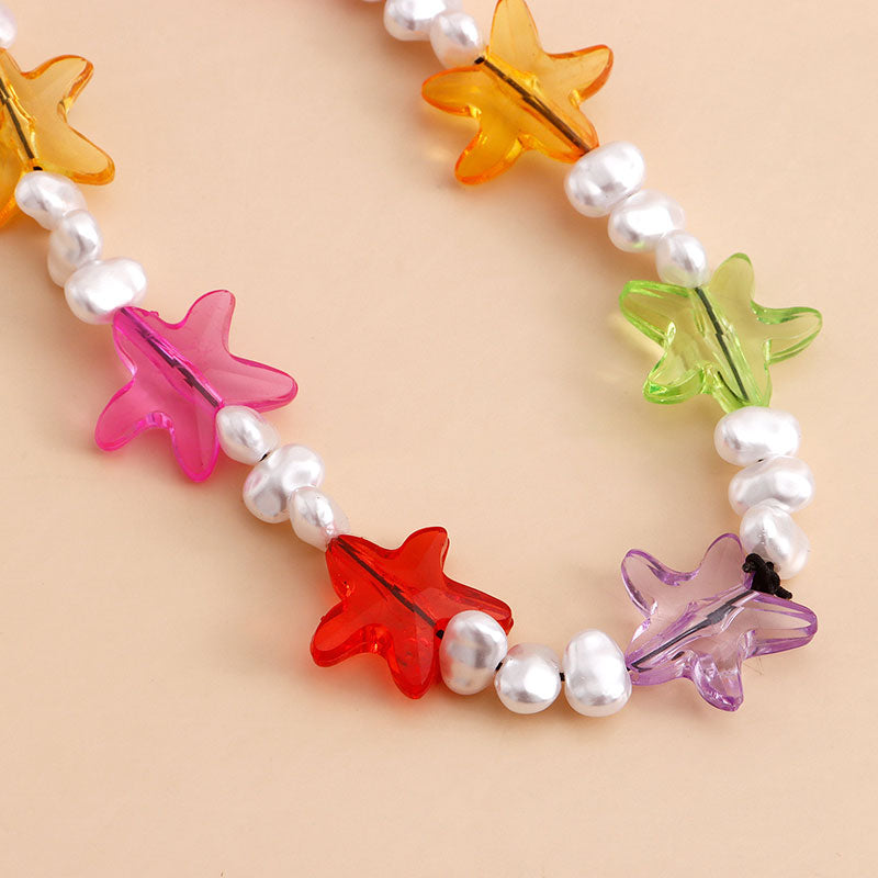 Colorful Beaded Starfish Faux Pearl Phone Chain