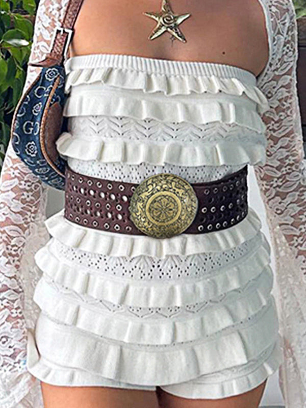 Vintage Metal Round Buckle Belt