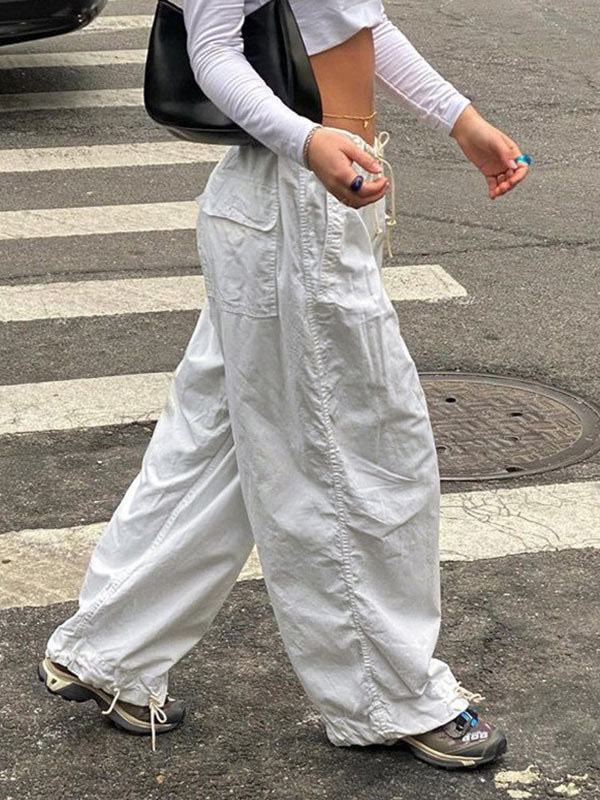 Cozy Low Waist Parachute Cargo Pants