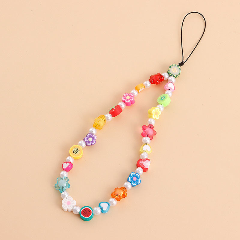 Heart Rainbow Beaded Mobile Phone Chain