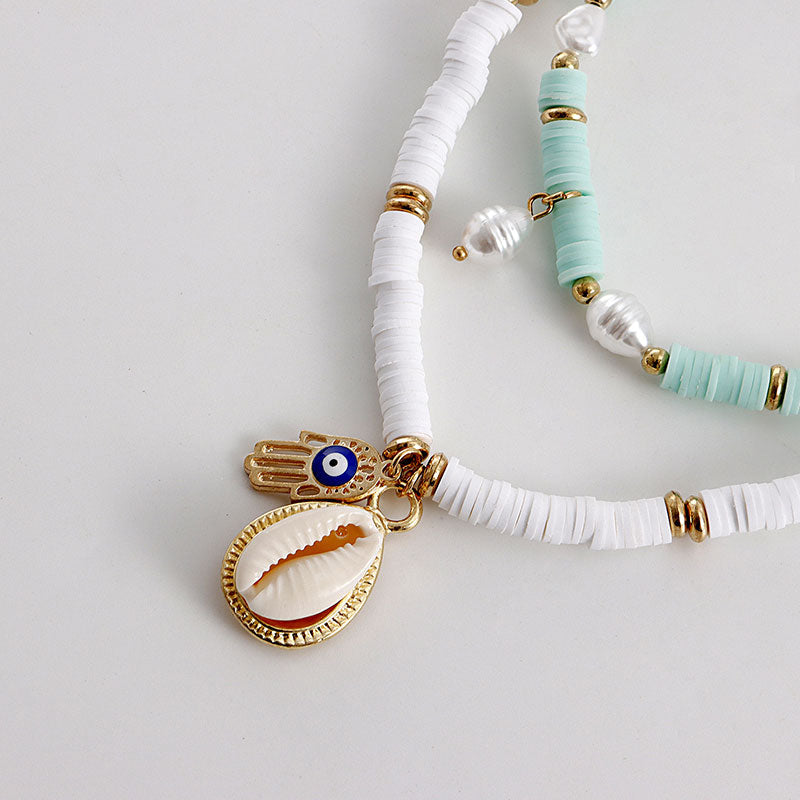 Bohemian Multi Layered Smoky Beaded Pendant Necklace