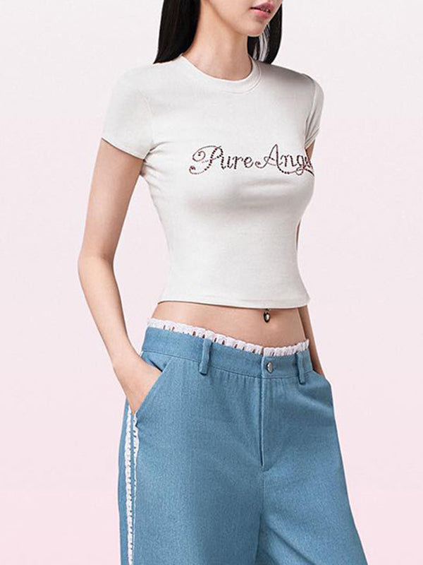 Round Neck Exposed Navel T-Shirt