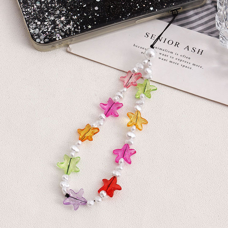 Colorful Beaded Starfish Faux Pearl Phone Chain