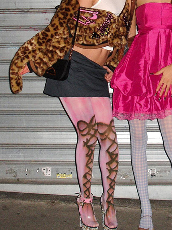 Y2K Footed Graffiti Pantyhose