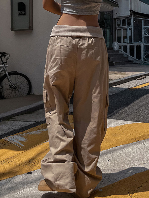 Solid High Waist Drawstring Pants