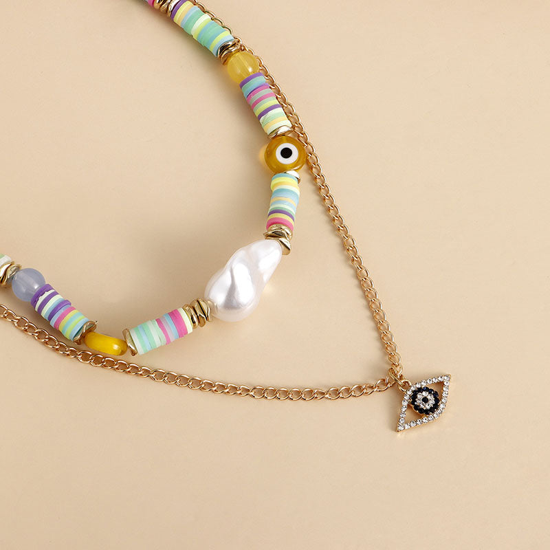 Bohemian Multi  Layered Smoky Demon Eye Necklace