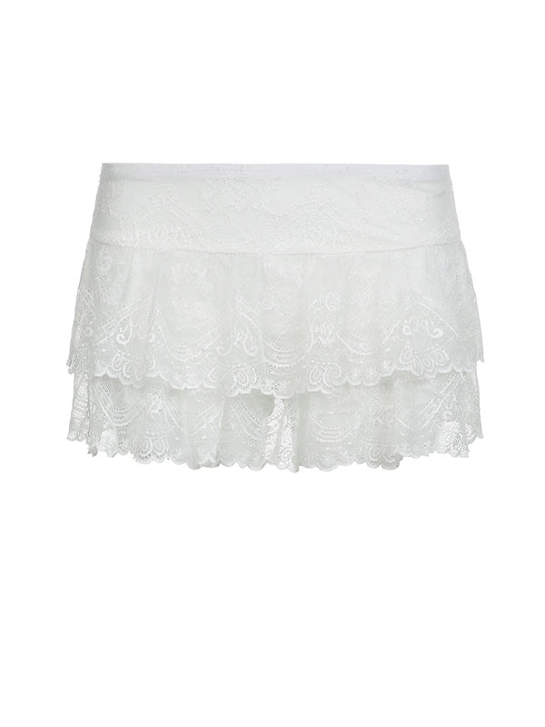 Plain See Through Lace Skirt