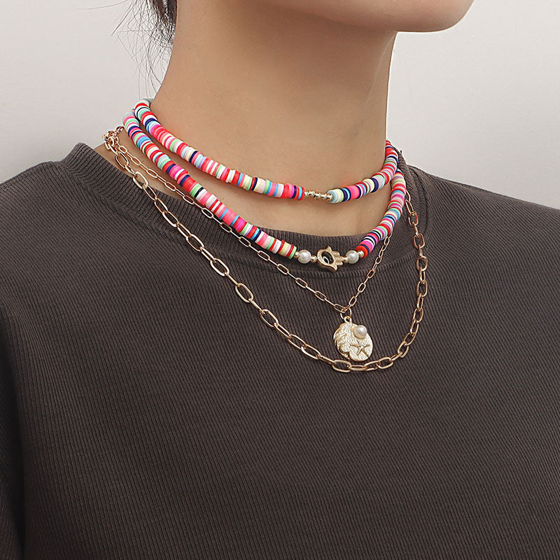 Bohemian Multi Layered Polychrome Necklace