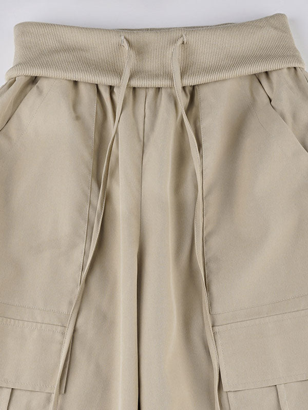 Solid High Waist Drawstring Pants