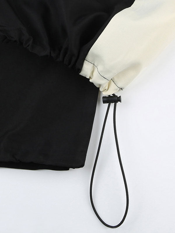 Color Block Elastic Waist Drawstring Pants