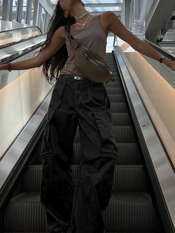 Street Fashion Plain Baggy Cargo Pants