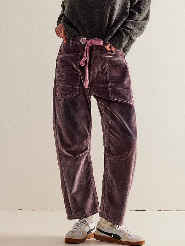 Solid Drawstring Elastic Waist Pants