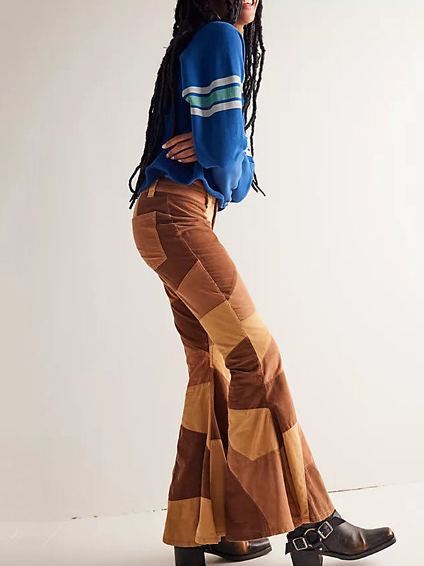 Patchwork Flared Color Block Pants