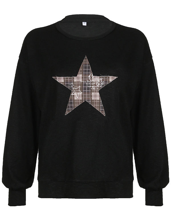 Round Neck Star Patchwork Sweatshirt