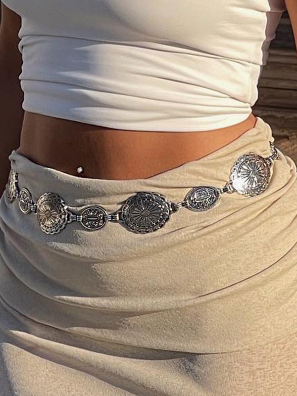 Metal Engraved Chain Belt