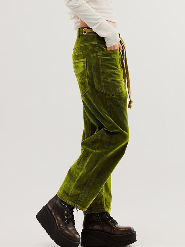 Solid Drawstring Elastic Waist Pants